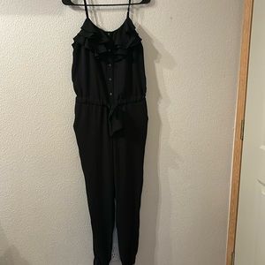 L’amour ruffle tie waist jumpsuit size medium